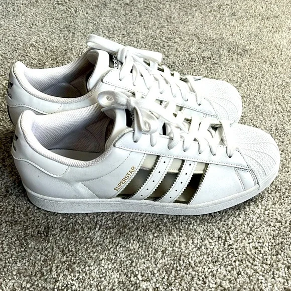 adidas | Shoes | Mens Adidass Superstar Size 95 White With Clear Stripes |  Poshmark